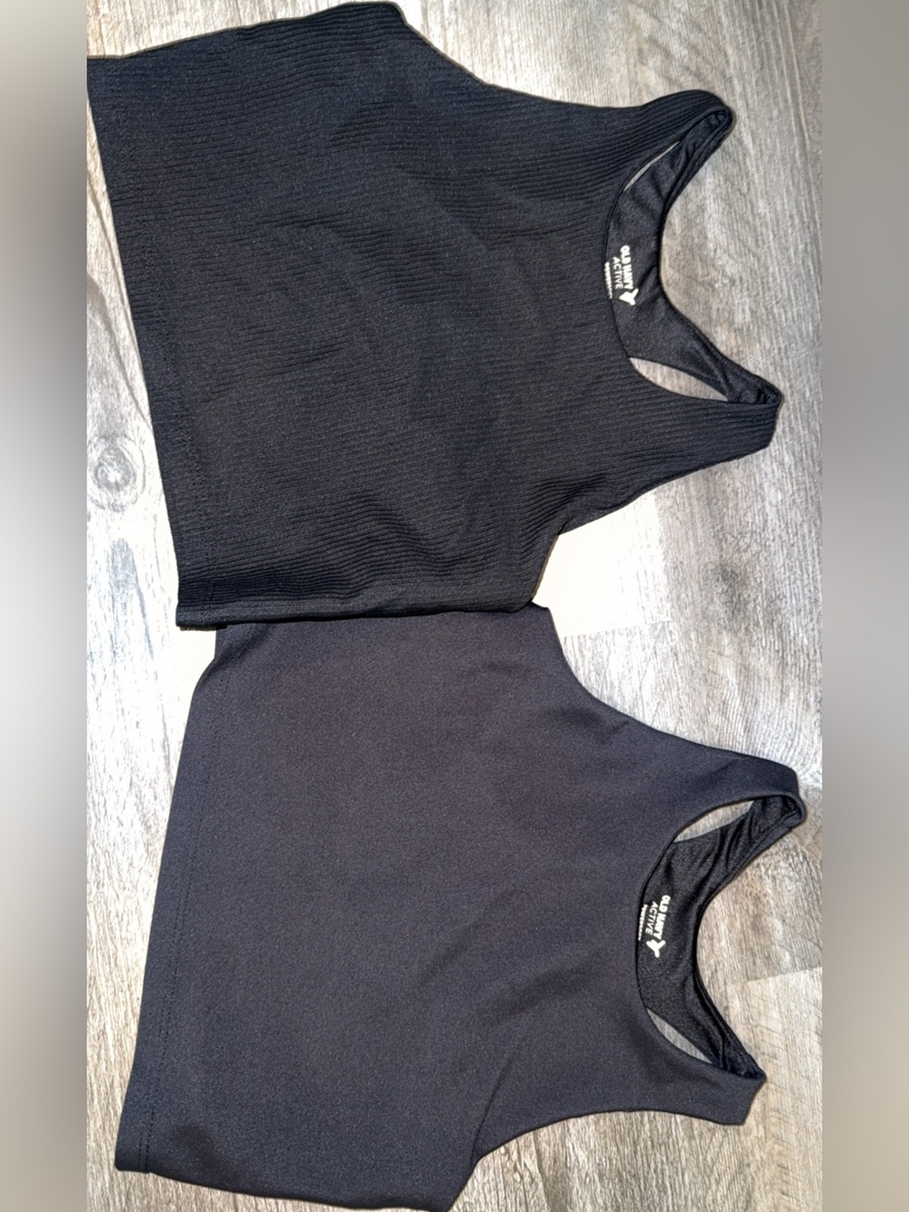 (2) Old Navy Active Black Racerback Cropped Tank Bundle